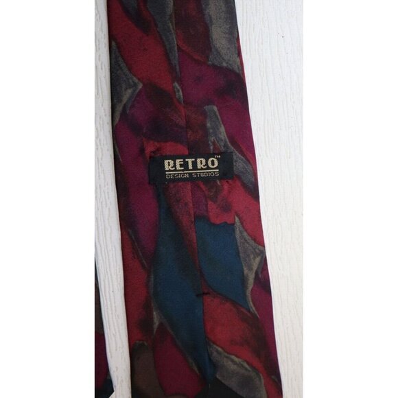 RETRO DESIGN STUDIOS - MEN'S RED AND BLUE MARBLE PRINT TIE - NECK TIE - Picture 6 of 6